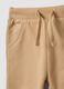 Beige organic cotton cargo trousers with drawstring for baby_2