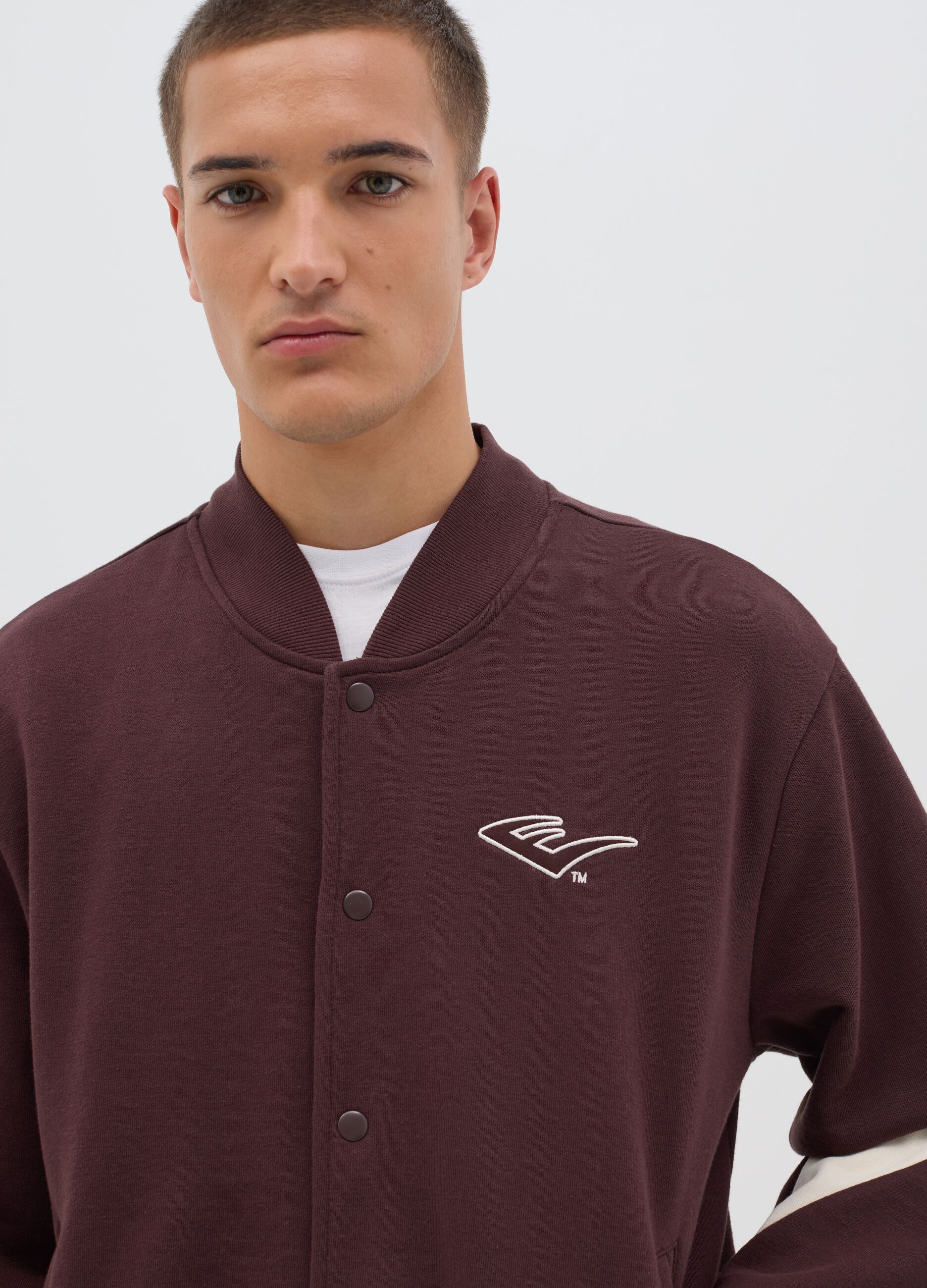 Fleece bomber jacket with logo print