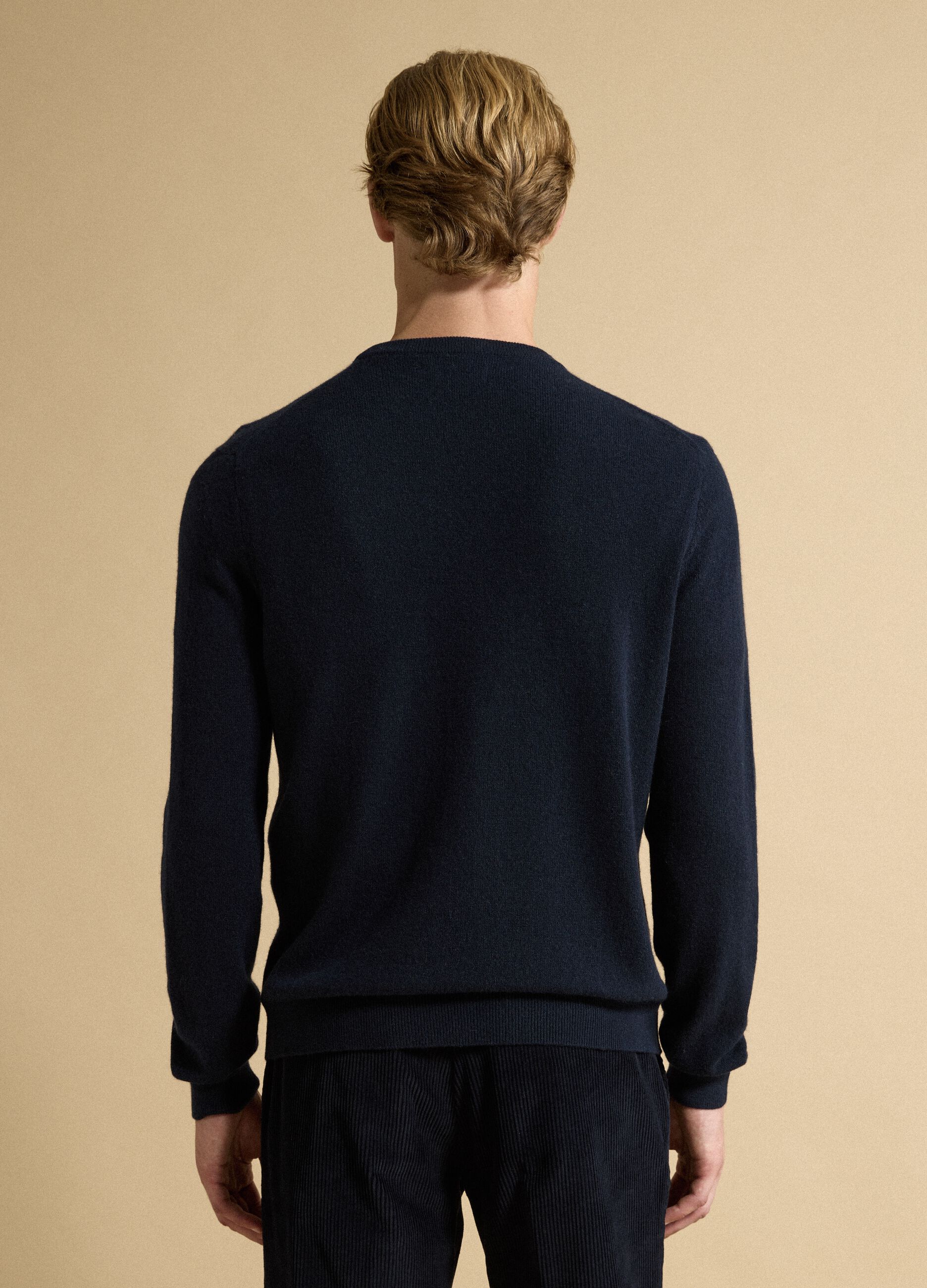 Blue pure cashmere regular-fit jumper