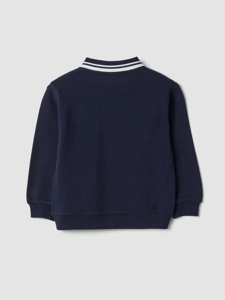 Blue 100% cotton sweatshirt with varsity print_1