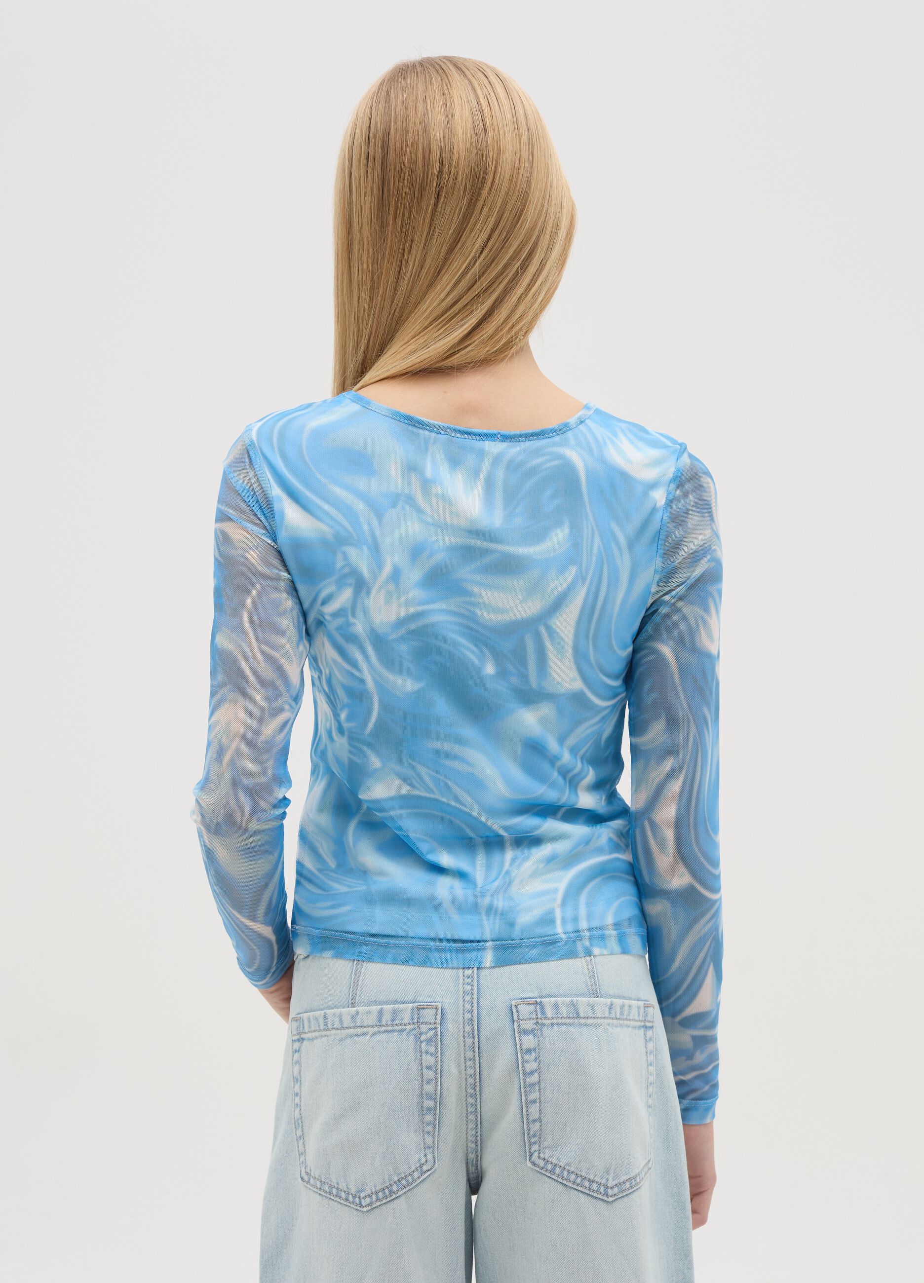 T-shirt a maniche lunghe in mesh 