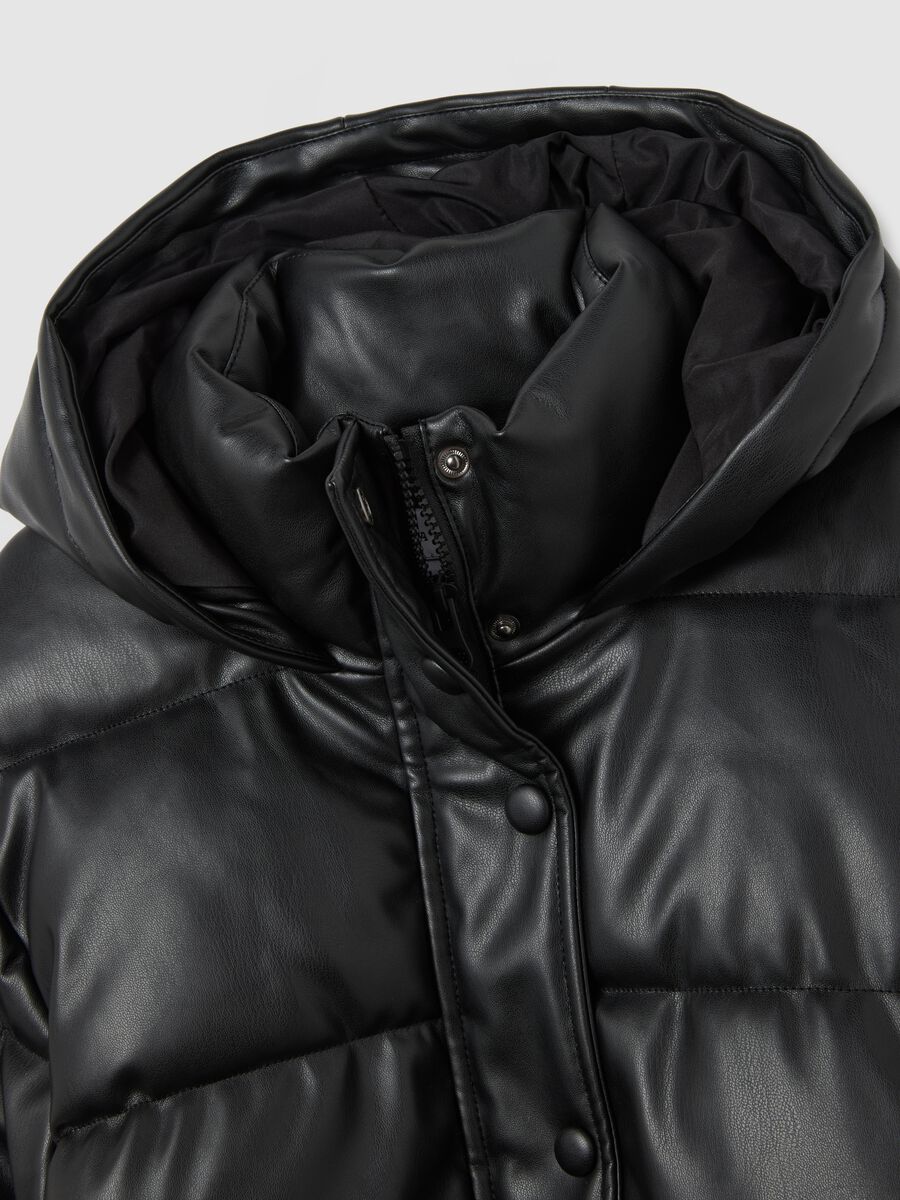 Giacca imbottita nera oversize con zip_5