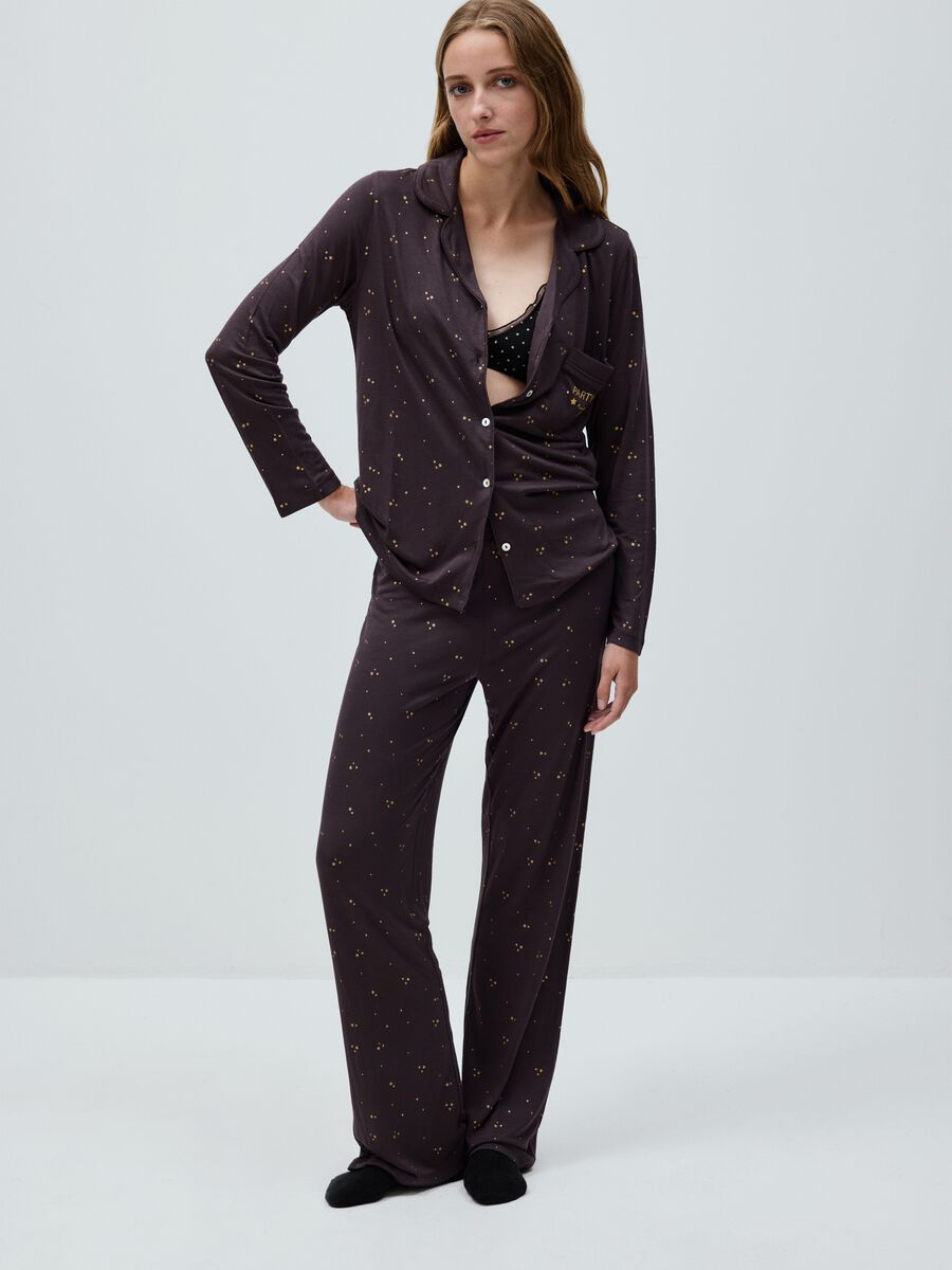 Purple pyjama trousers with stars, regular fit_0
