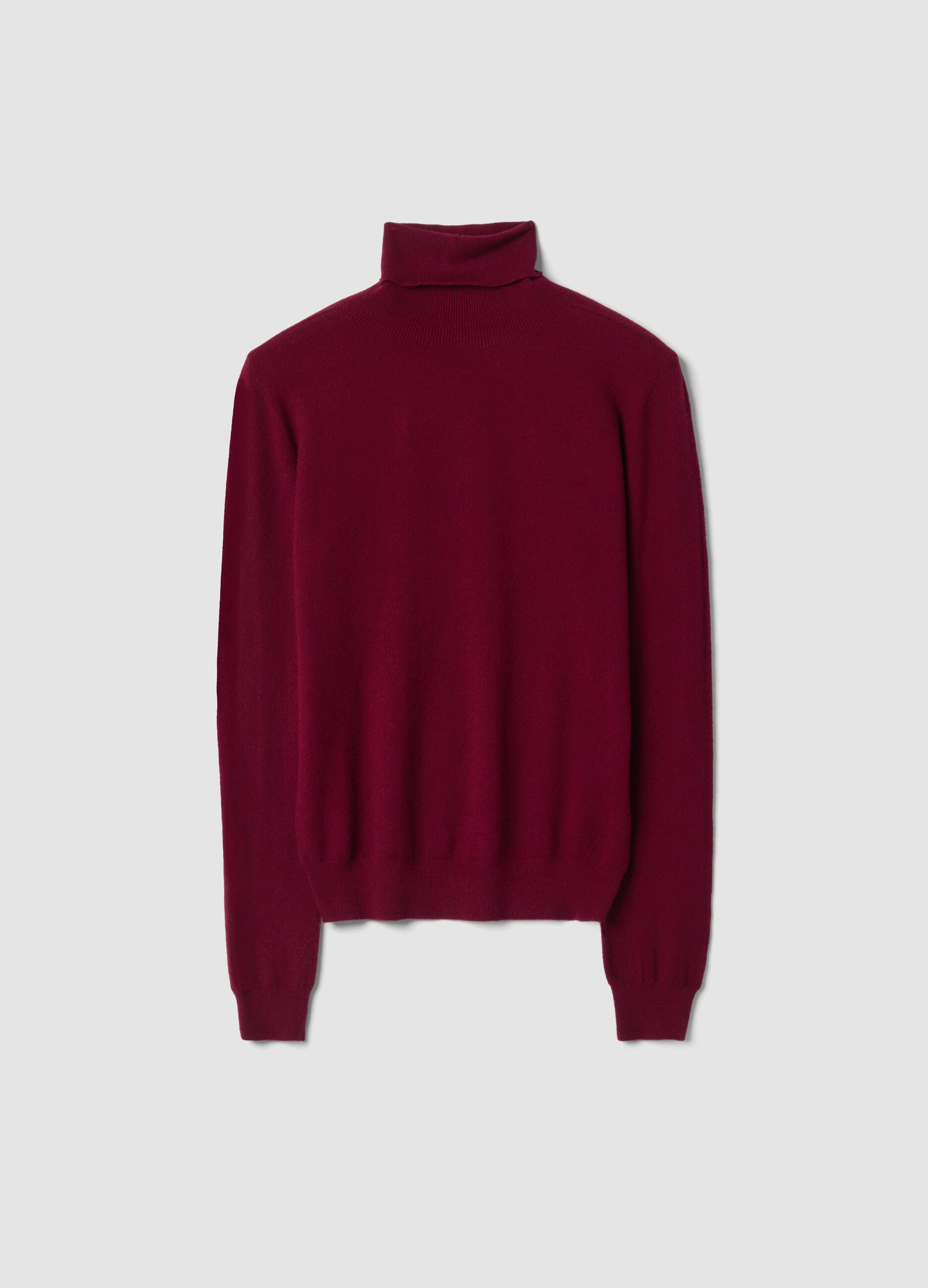 Red high-neck jumper in viscose-wool blend, regular fit