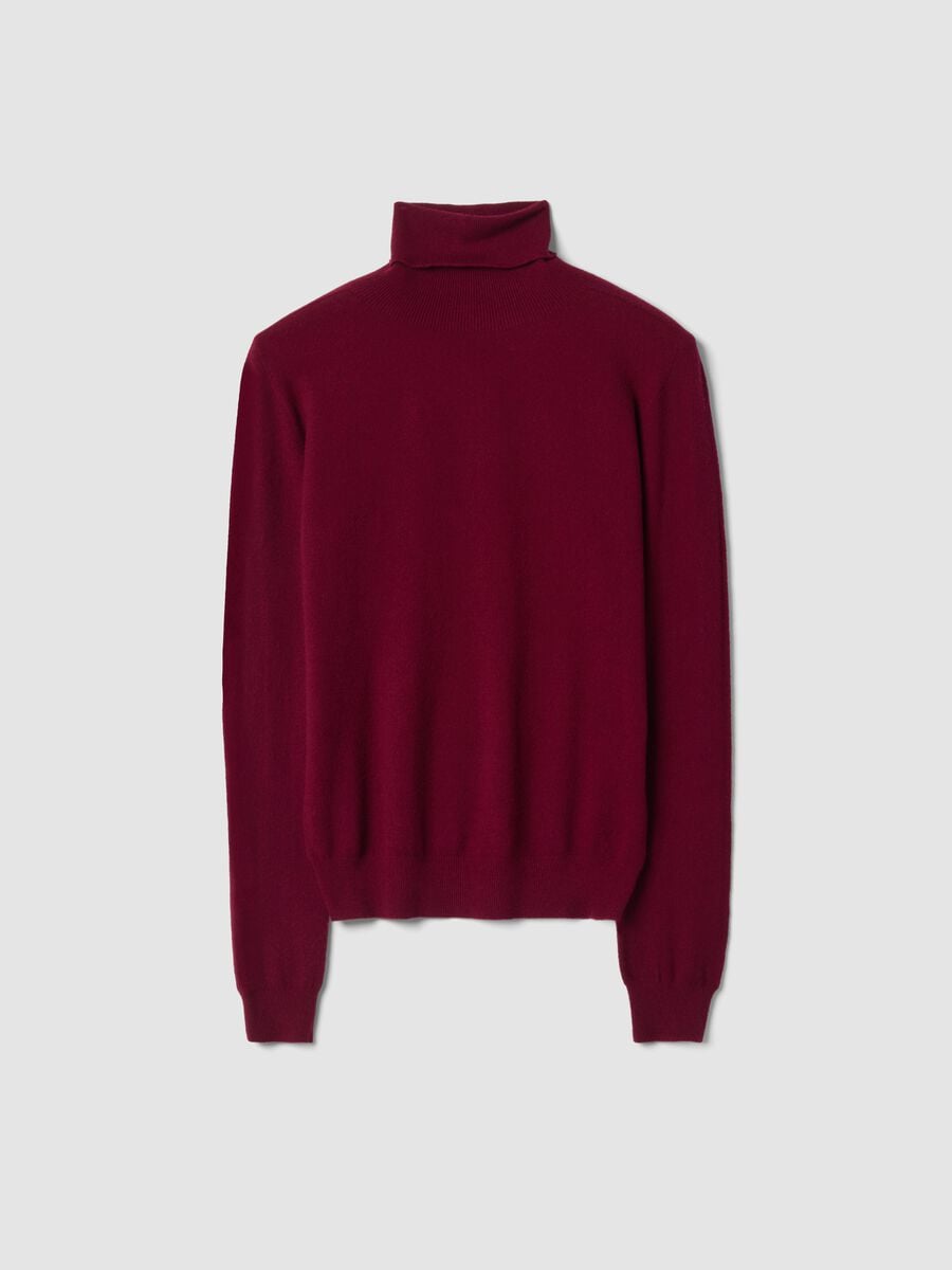 Red high-neck jumper in viscose-wool blend, regular fit_0