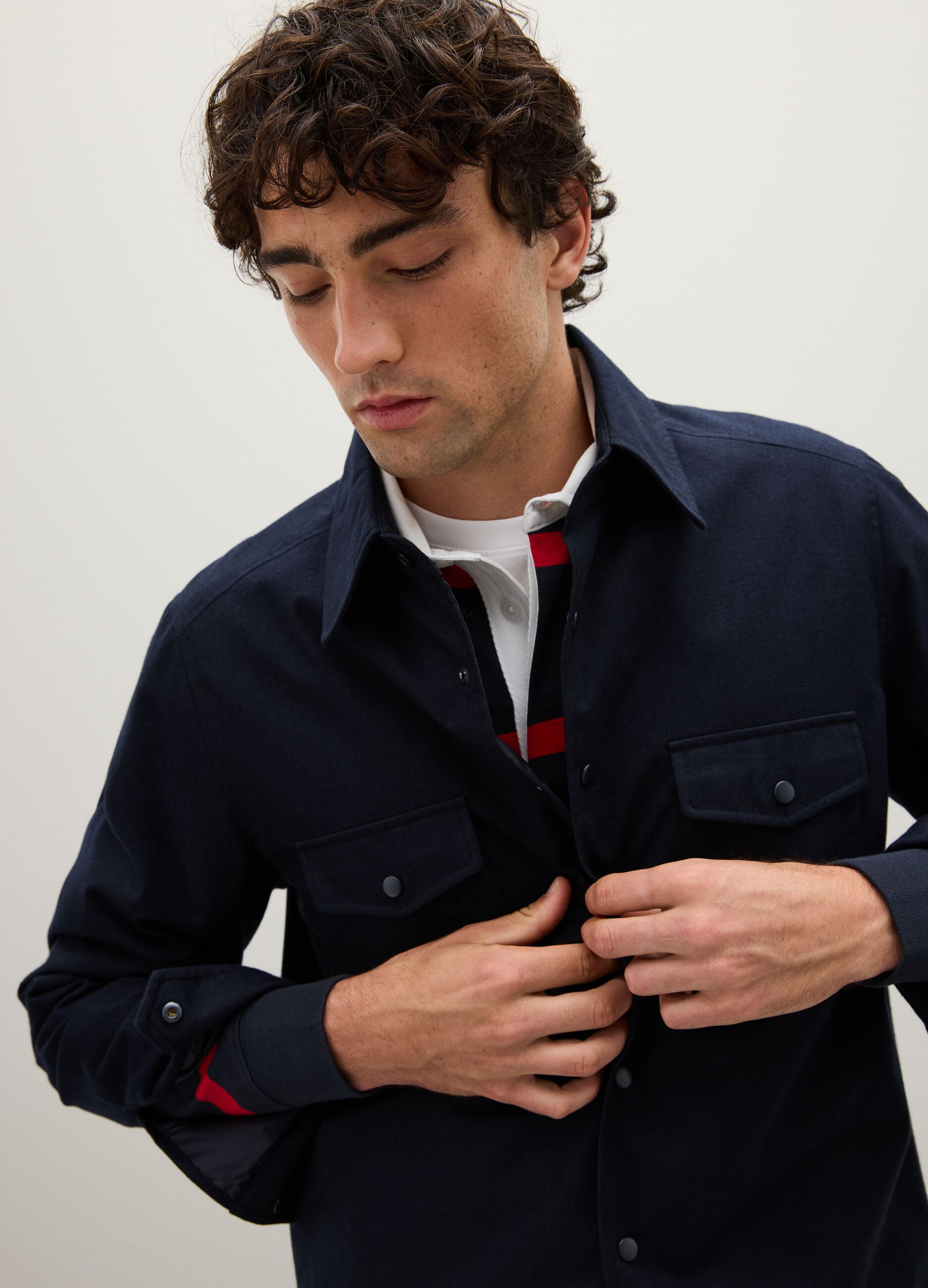 Blue regular fit shirt with pockets
