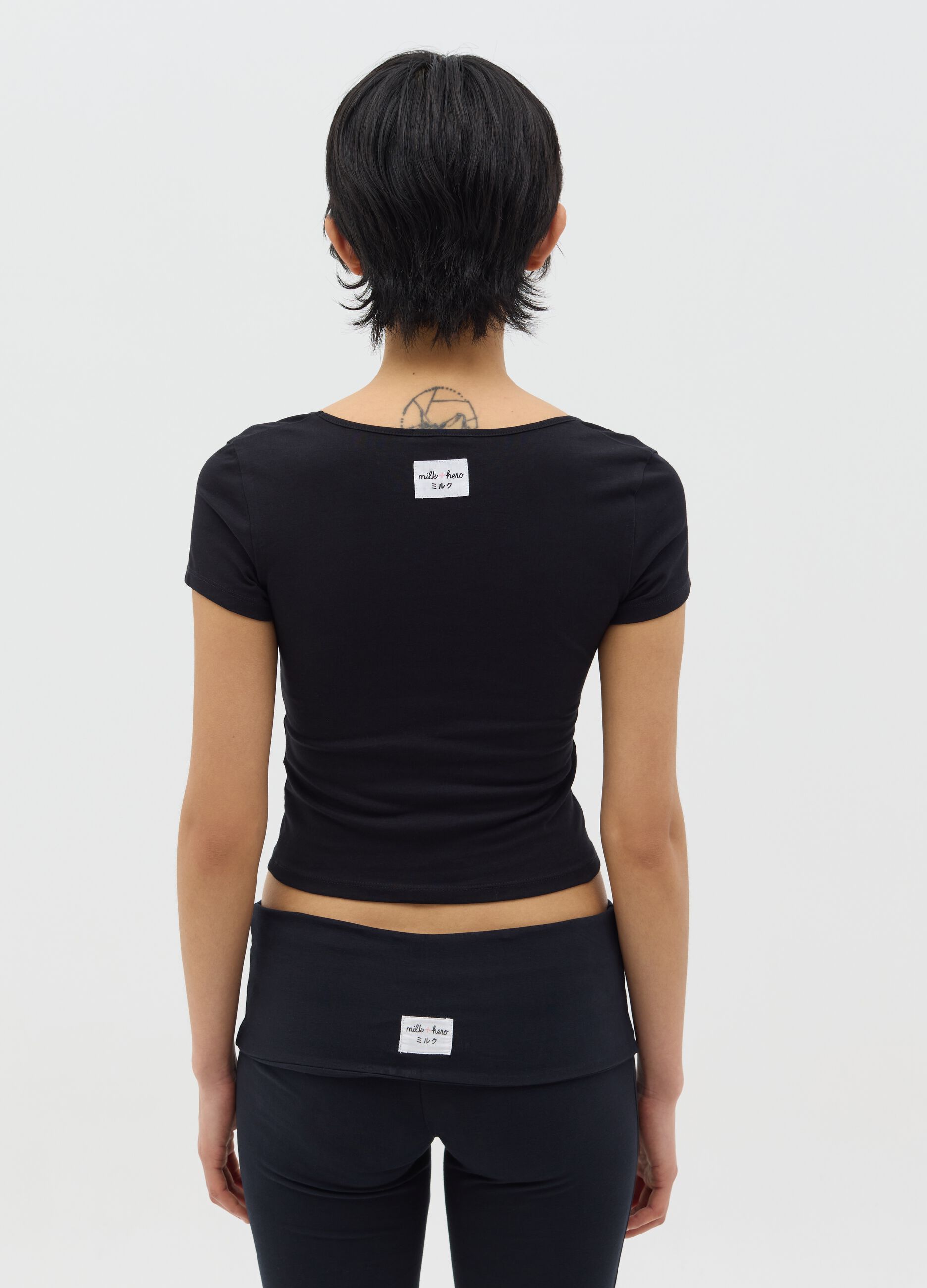 Black T-shirt with square neckline