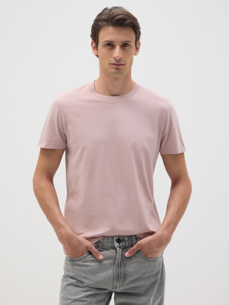 Pink regular fit pure cotton T-shirt_0