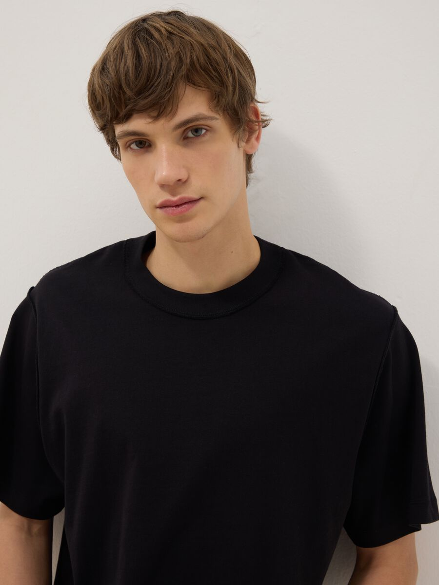 T-shirt in puro cotone nero boxy fit_0