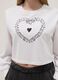 Girl's white pure cotton sweatshirt regular fit with embroidered heart_2