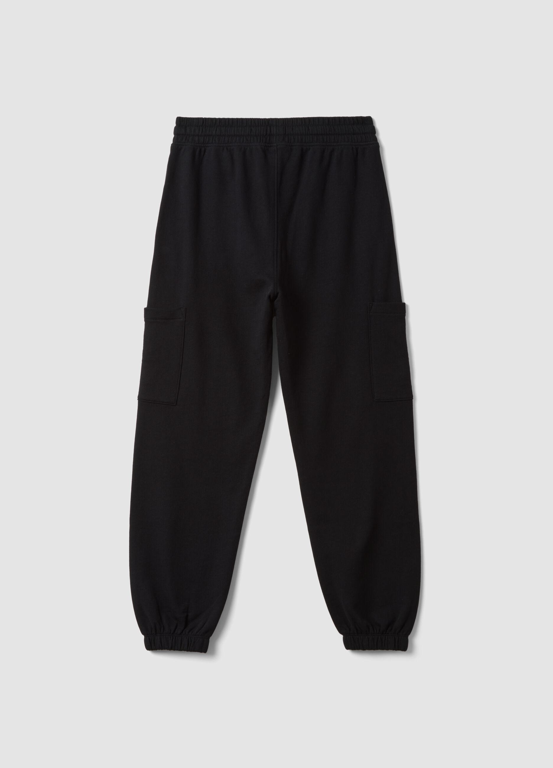 Black pure cotton relaxed cargo joggers for boys