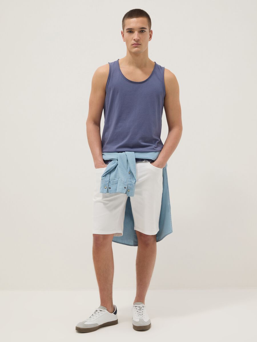 Blue pure cotton vest top_1