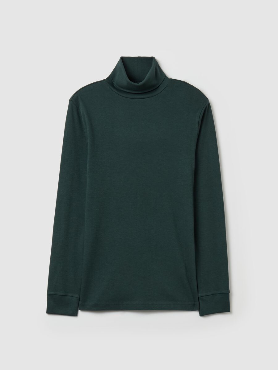 Interlock cotton T-shirt with high neck_4