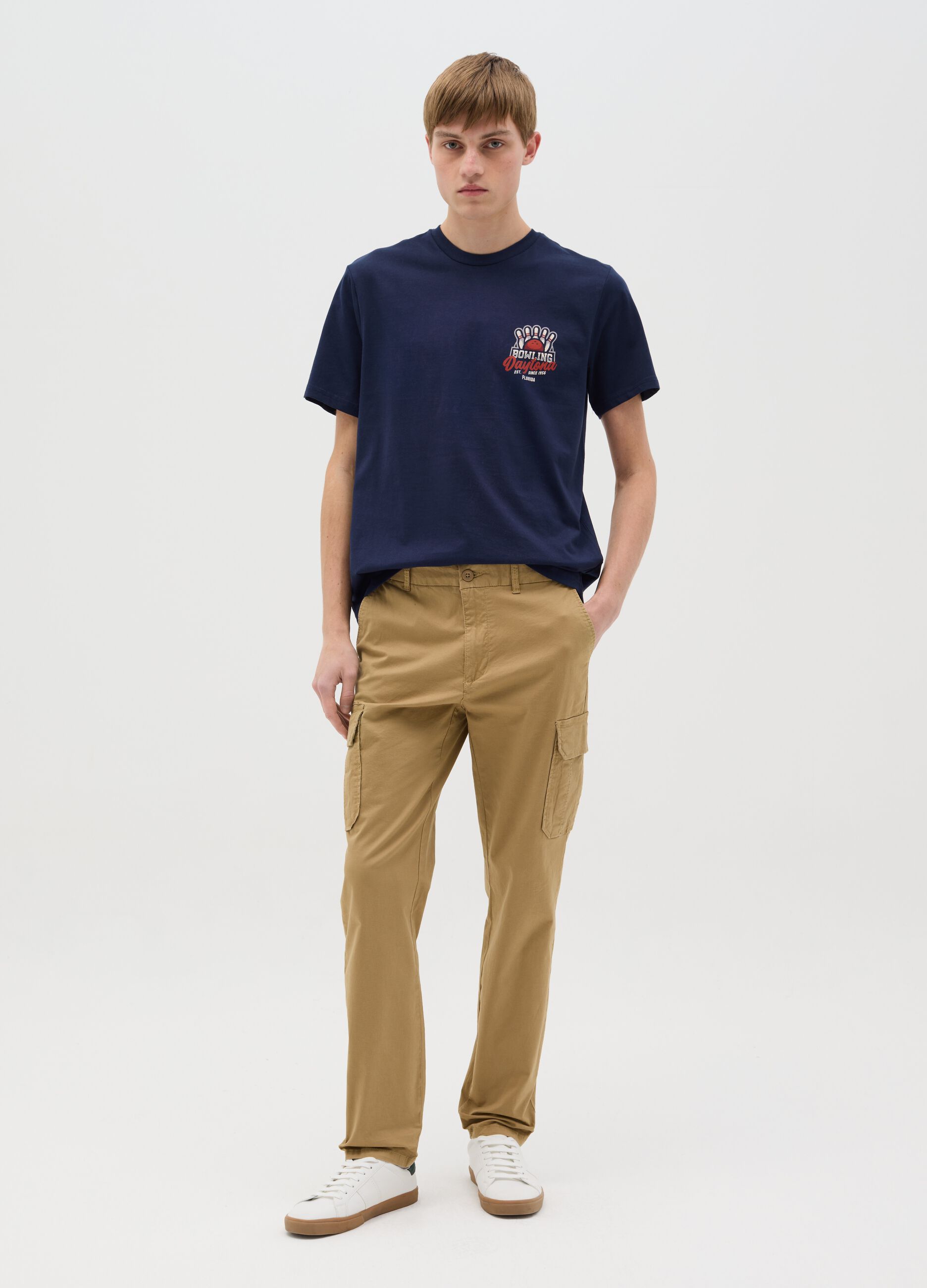 Cotton T-shirt with "Bowling Daytona" print