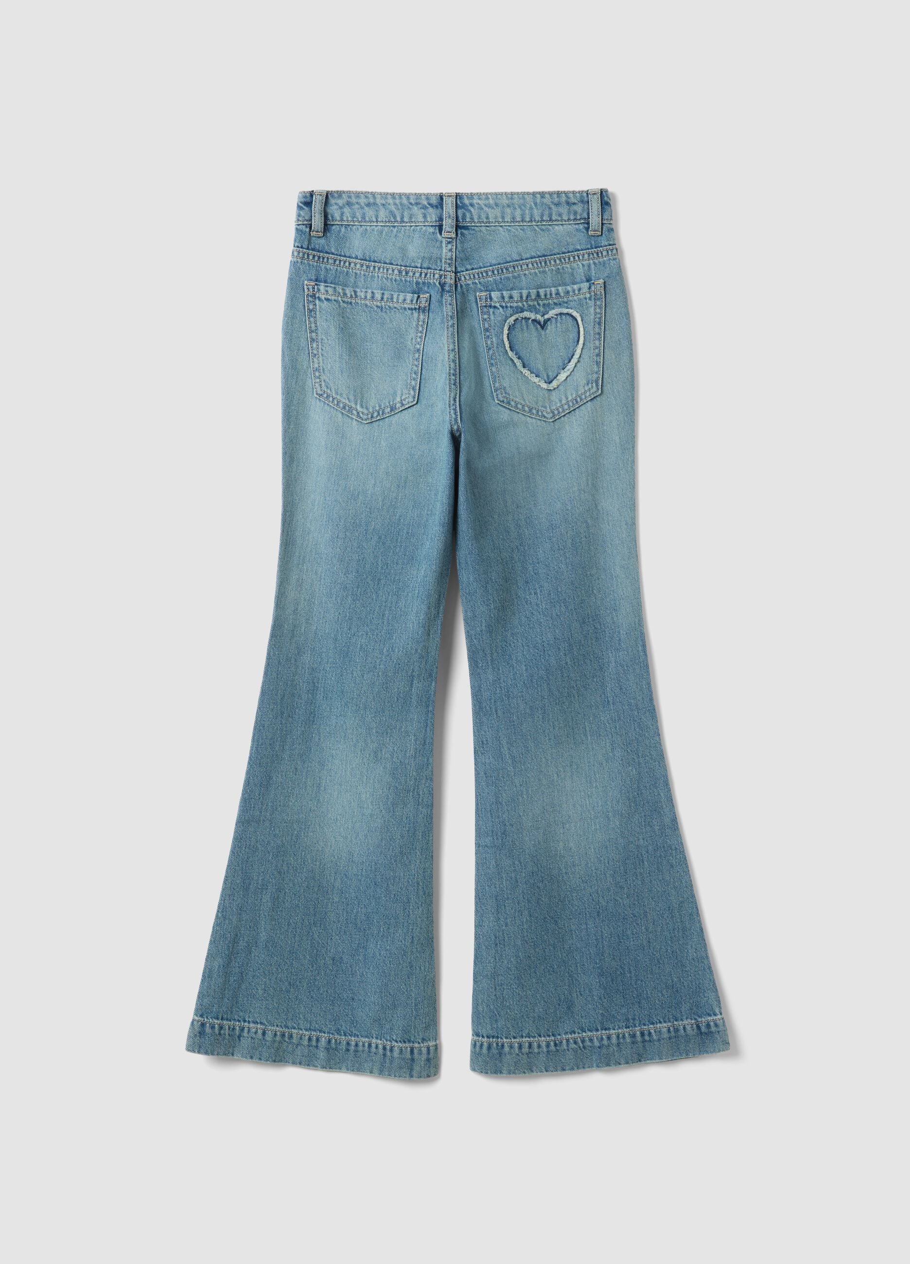 Light blue pure cotton flare jeans