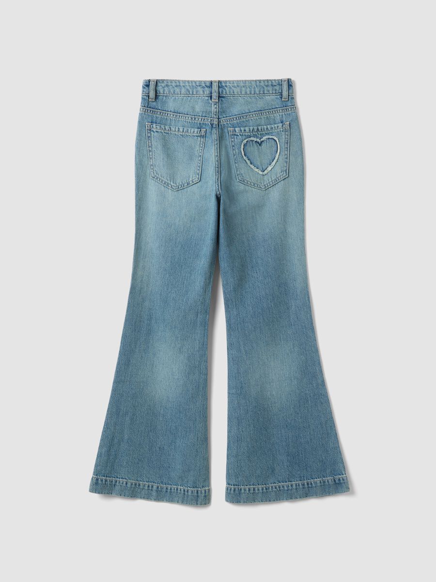 Jeans azzurri flare in puro cotone_2
