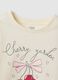 T-shirt in puro cotone beige regular fit con stampa per bambina_3