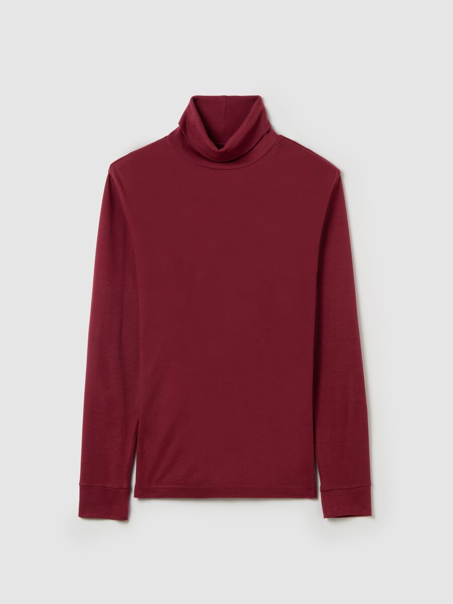 Interlock cotton T-shirt with high neck_4