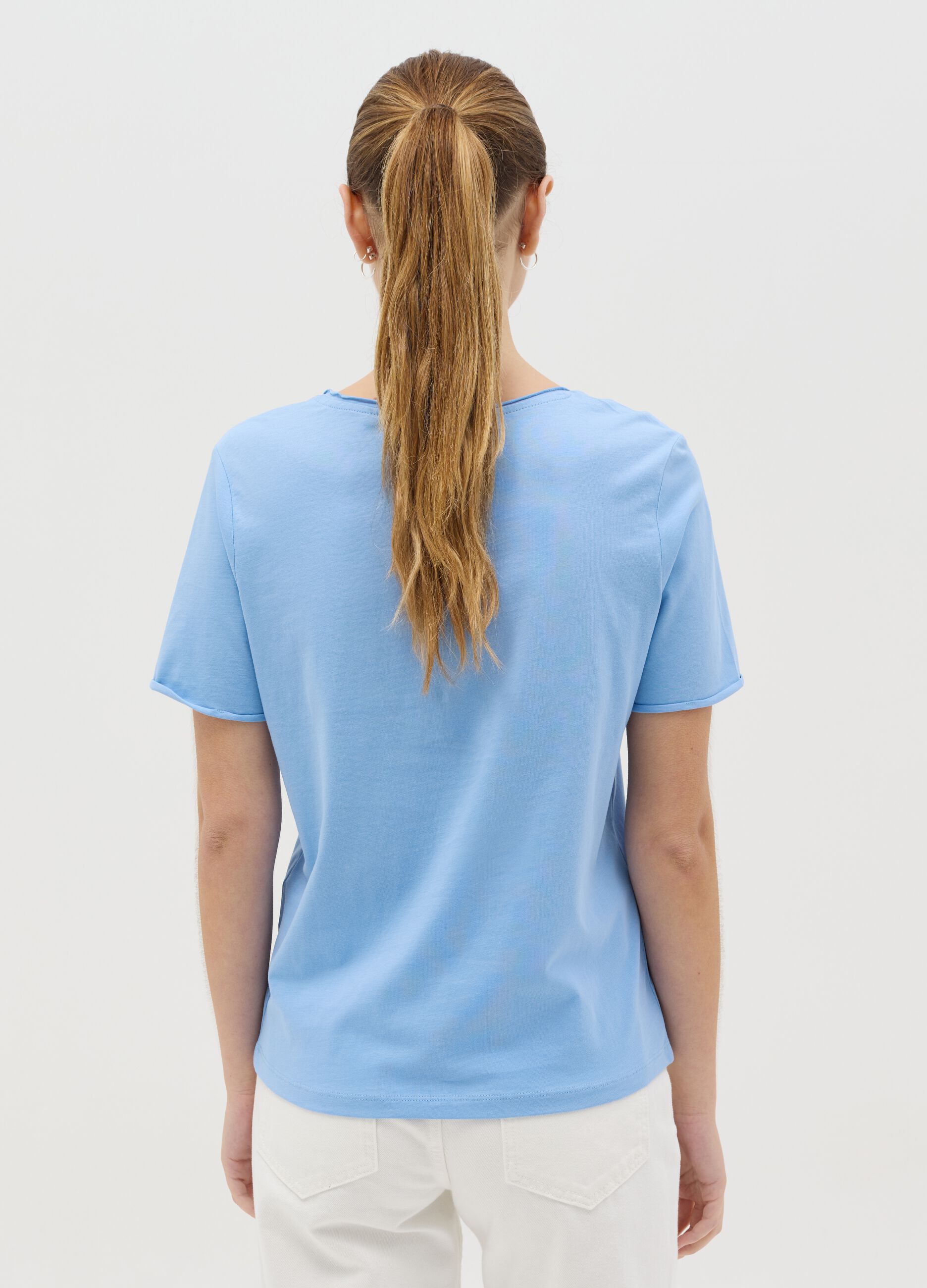 Light blue relaxed-fit T-shirt in cotton