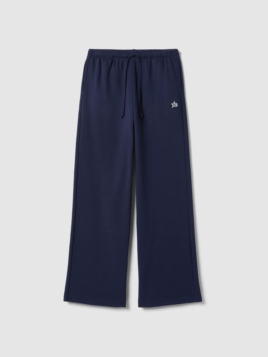 Blue jogger trousers in regular fit cotton blend_4