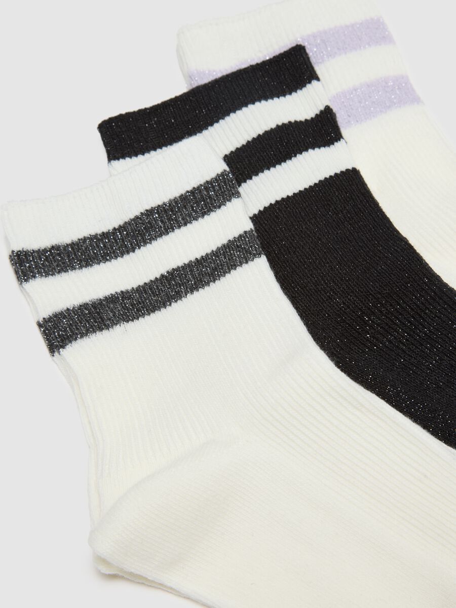 Multipack of regular fit multicoloured striped cotton blend socks_2