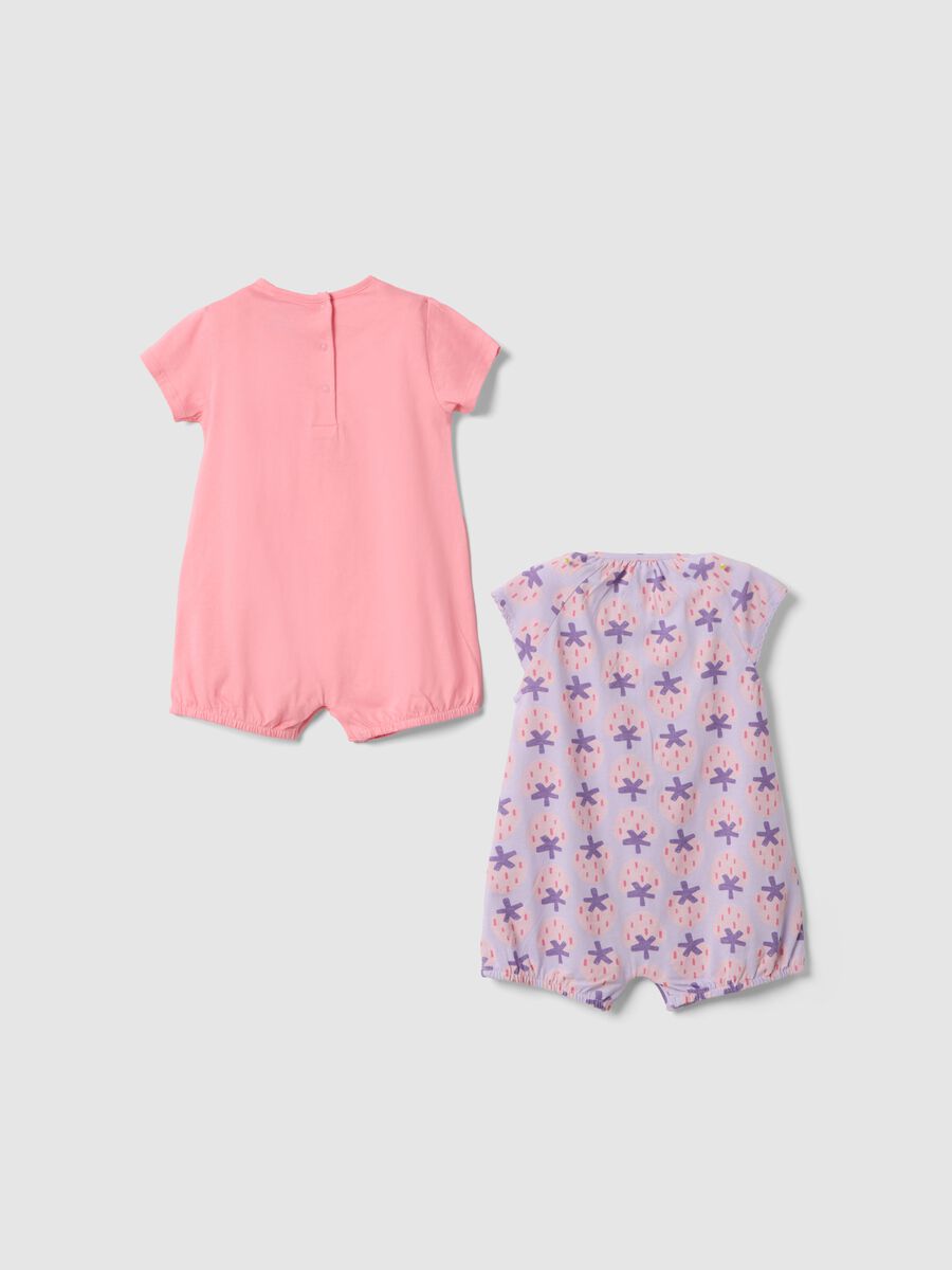 Bipack romper in puro cotone multicolor da neonata con stampe_1