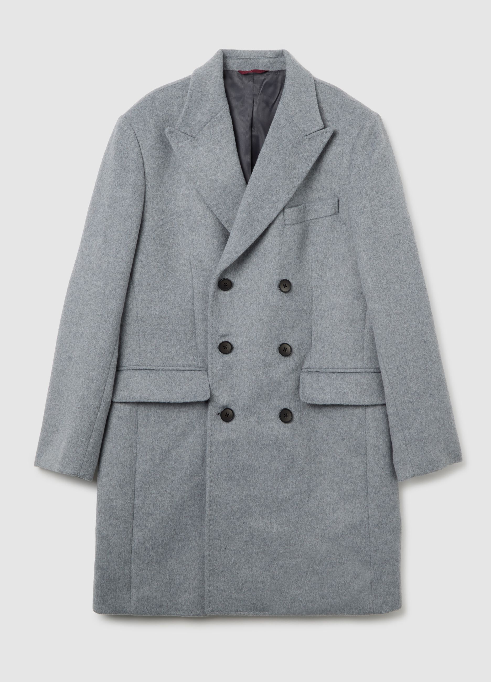 Grey double-breasted regular fit coat