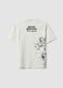 White oversized pure cotton T-shirt with "Never Benched" slogan for boys_5