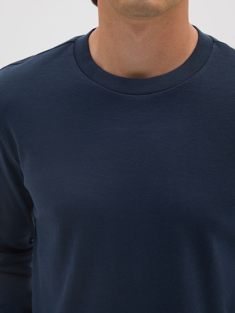 Maglia a maniche lunghe da ragazzo in puro cotone blu _3