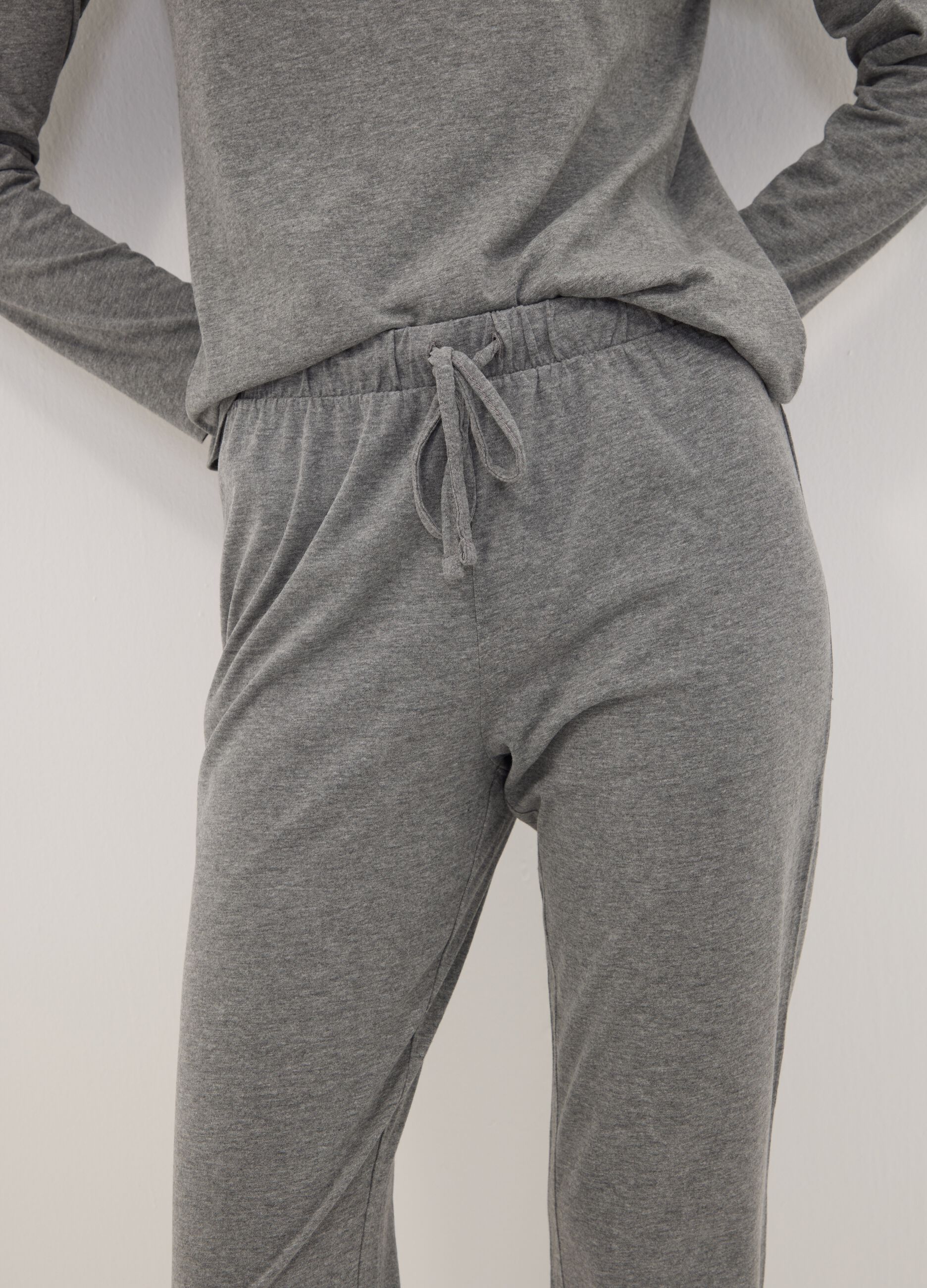 Grey organic cotton and viscose blend pyjamas with teddy bear print