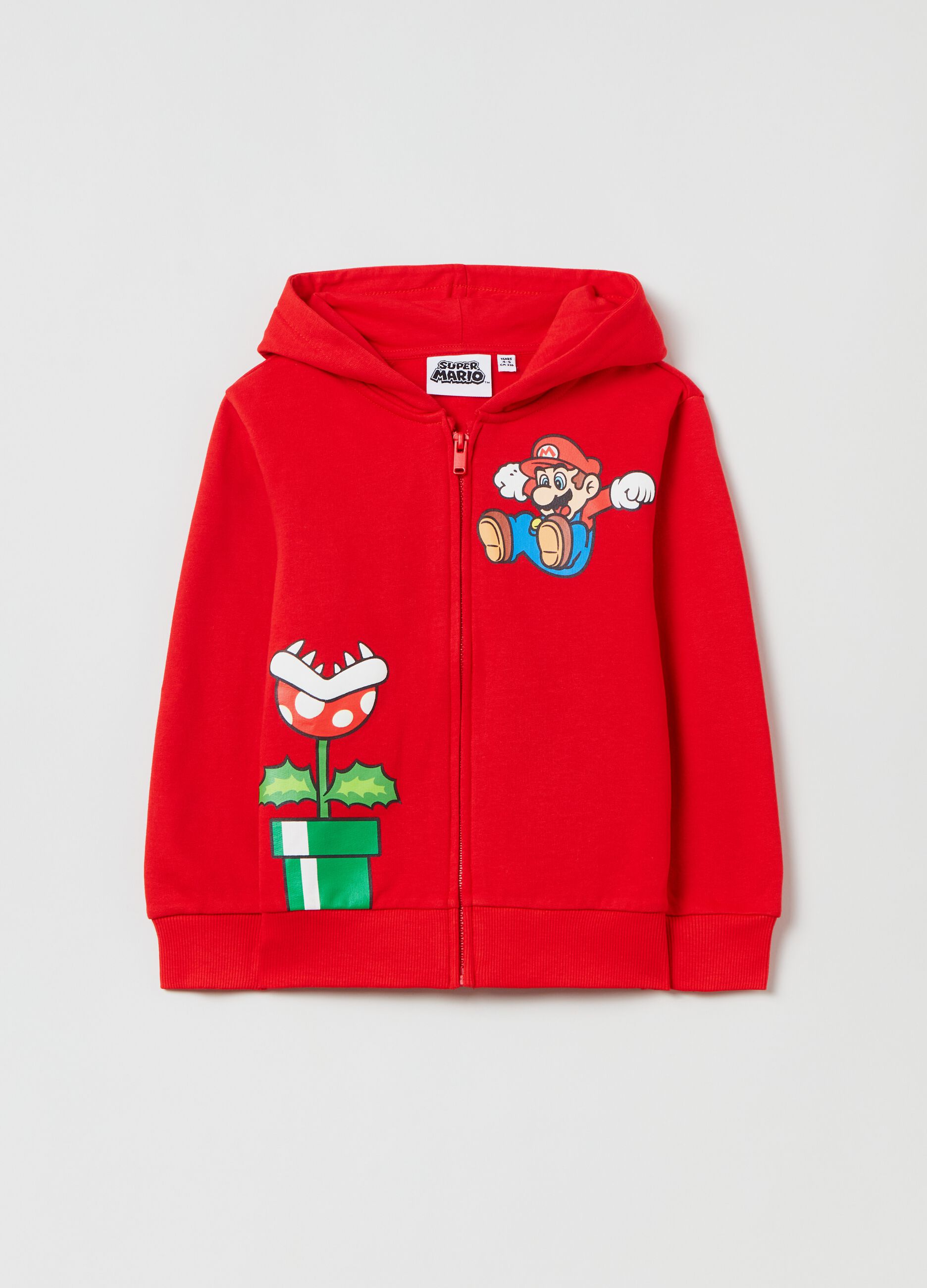 Full-zip hoodie with Super Mario print