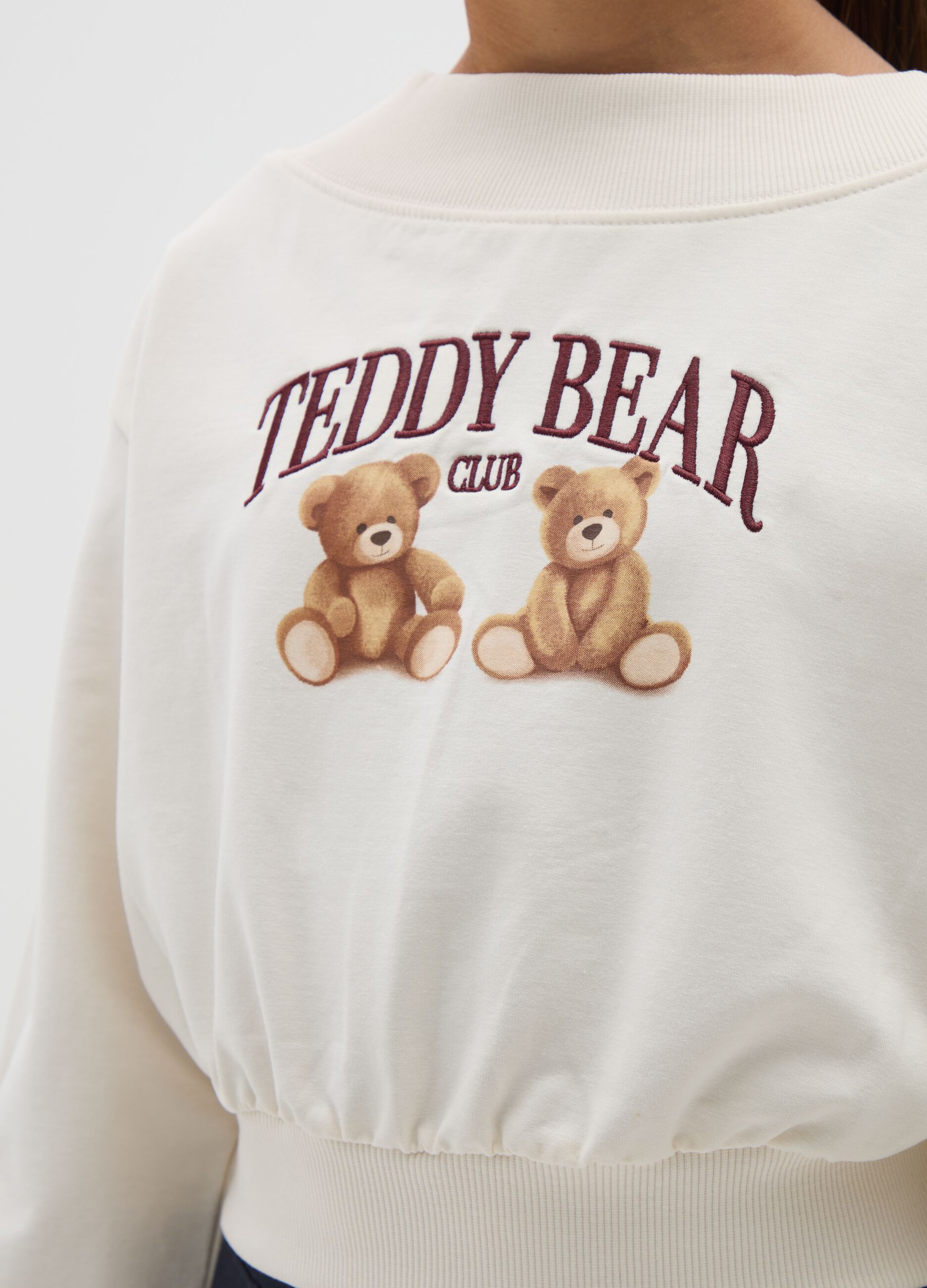 Beige cotton relaxed fit girls' sweatshirt