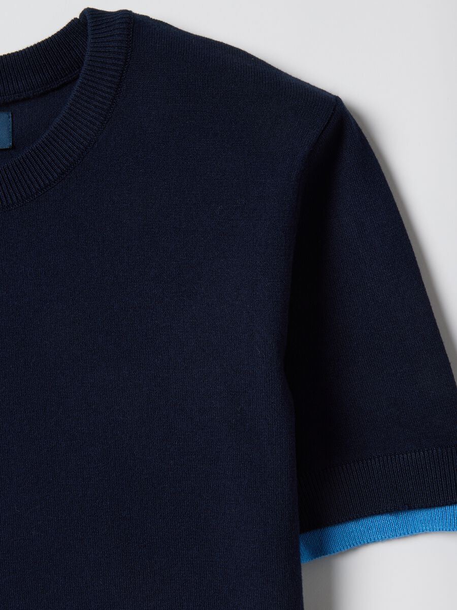 Blue viscose blend crewneck sweater, regular fit_1