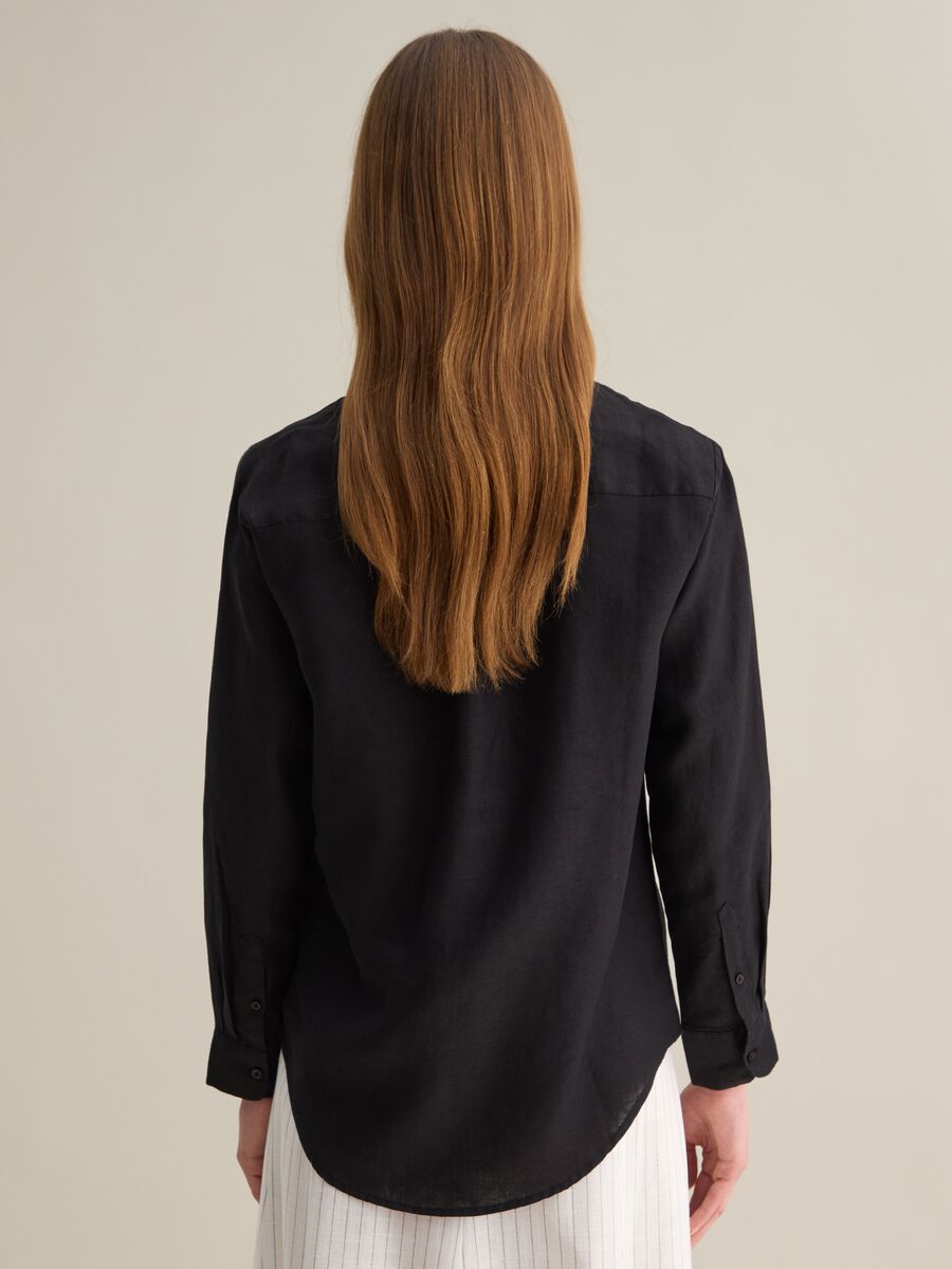 Long Sleeve Black Linen Shirt_3