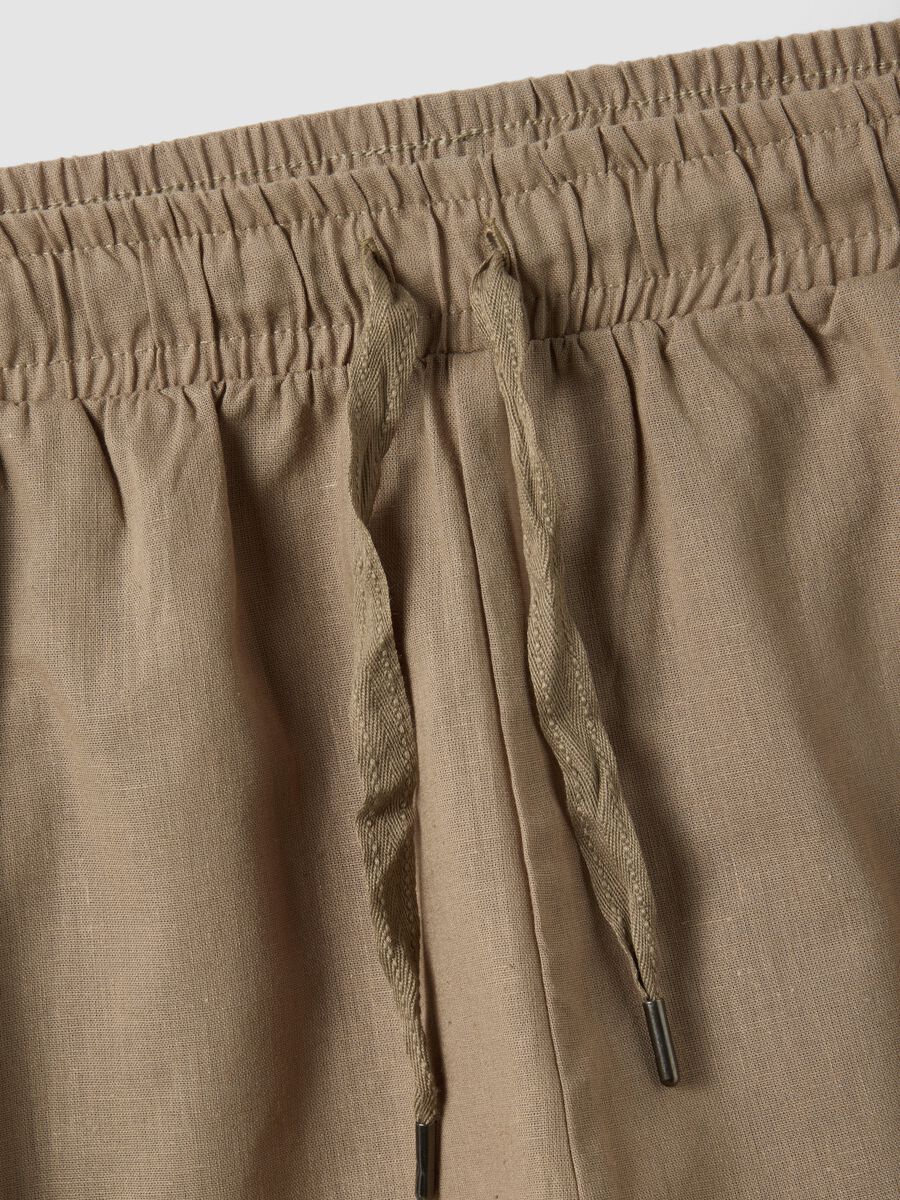Beige cotton-linen blend pyjama shorts, regular fit_1