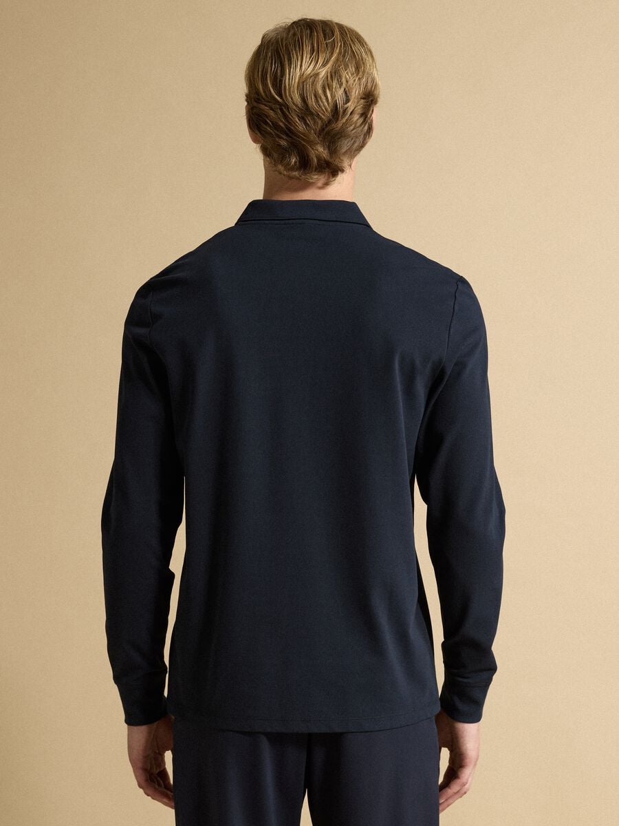 Polo blu in misto cotone piquet elasticizzato Easy dry regular fit_3