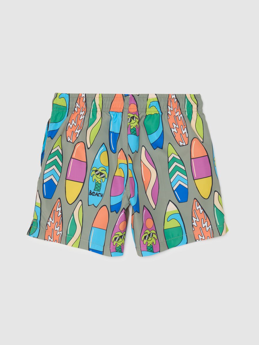 Children's swimsuit in multicolour fabric, regular fit with elastic waistband_1