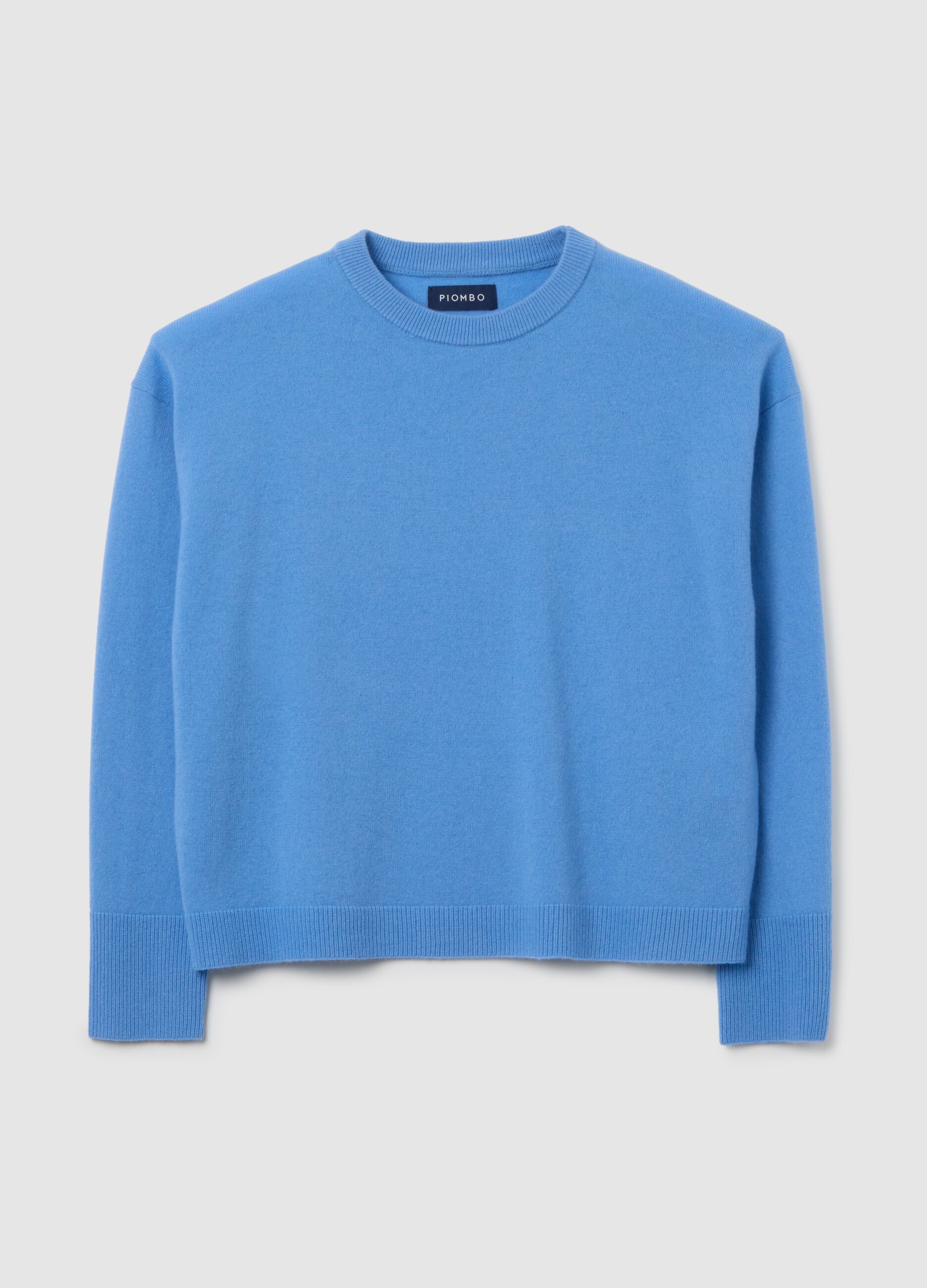 Blue regular fit pure wool sweater