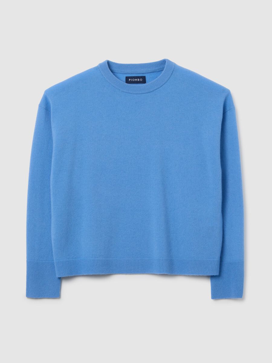 Blue regular fit pure wool sweater_0