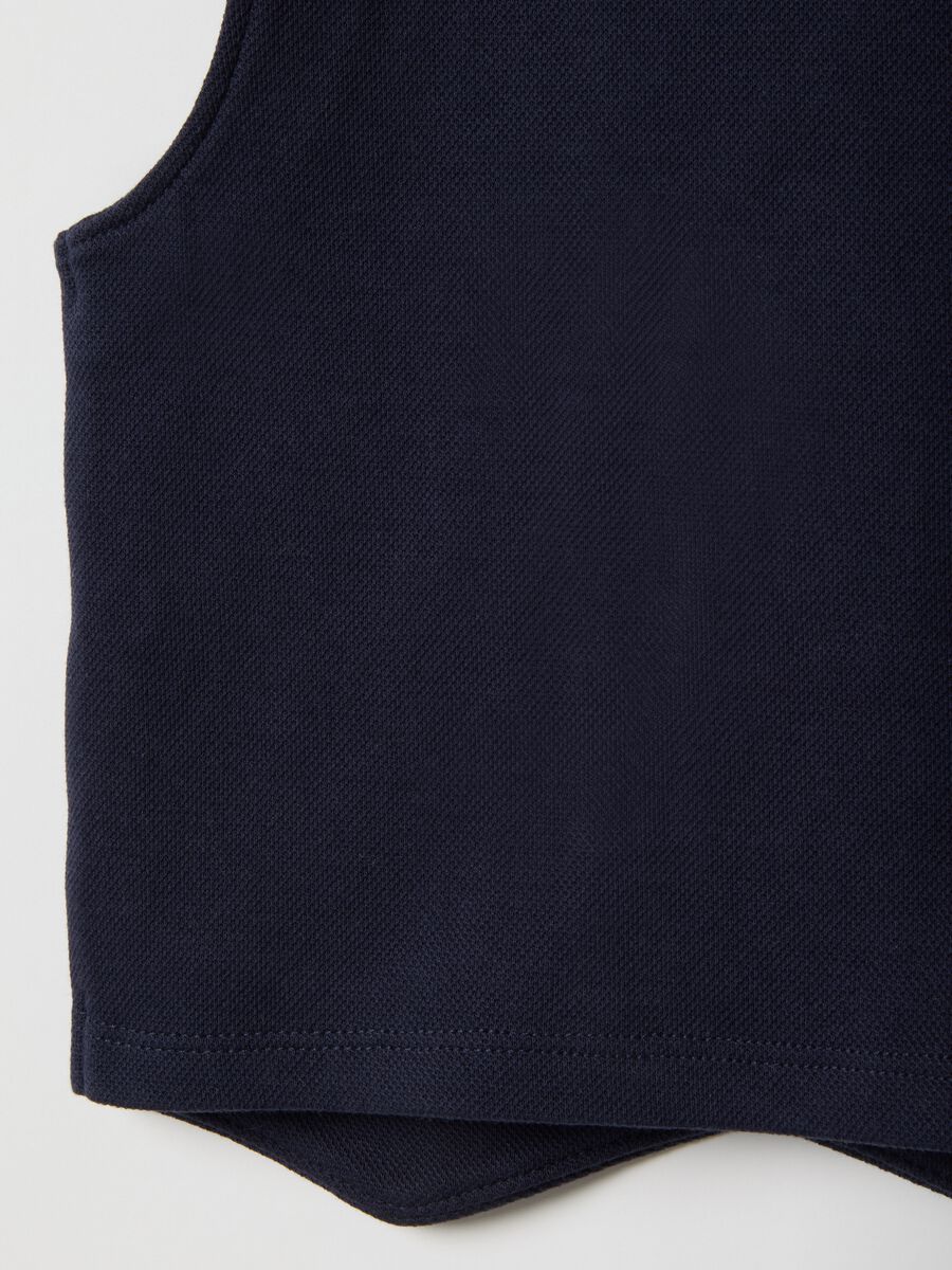 Blue cotton blend regular fit waistcoat with buttons for boys_3