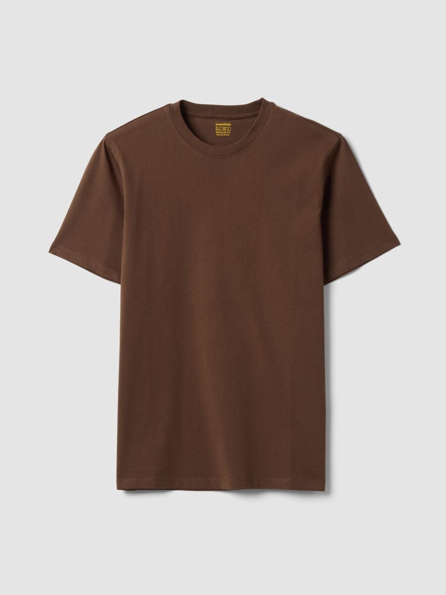 Brown regular-fit T-shirt in pure organic cotton jersey_0