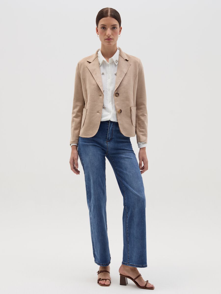 Single-breasted suede blazer_1