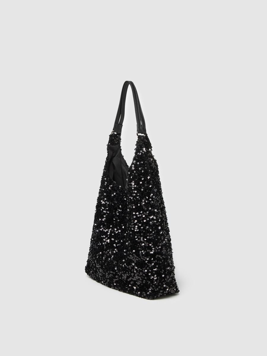Black Sequined Shoulder Bag_1