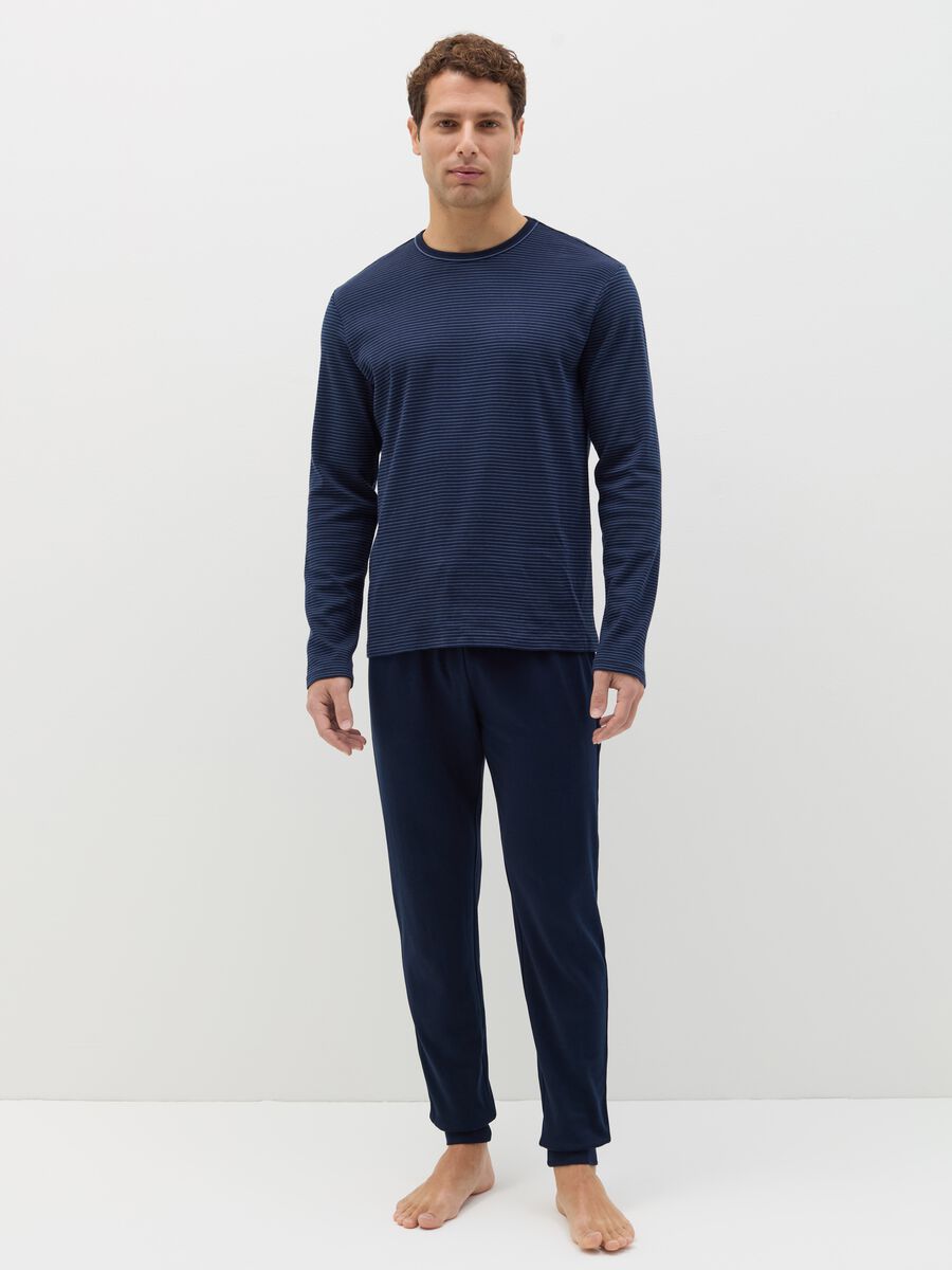 Cotton pyjamas with thin striped top_0