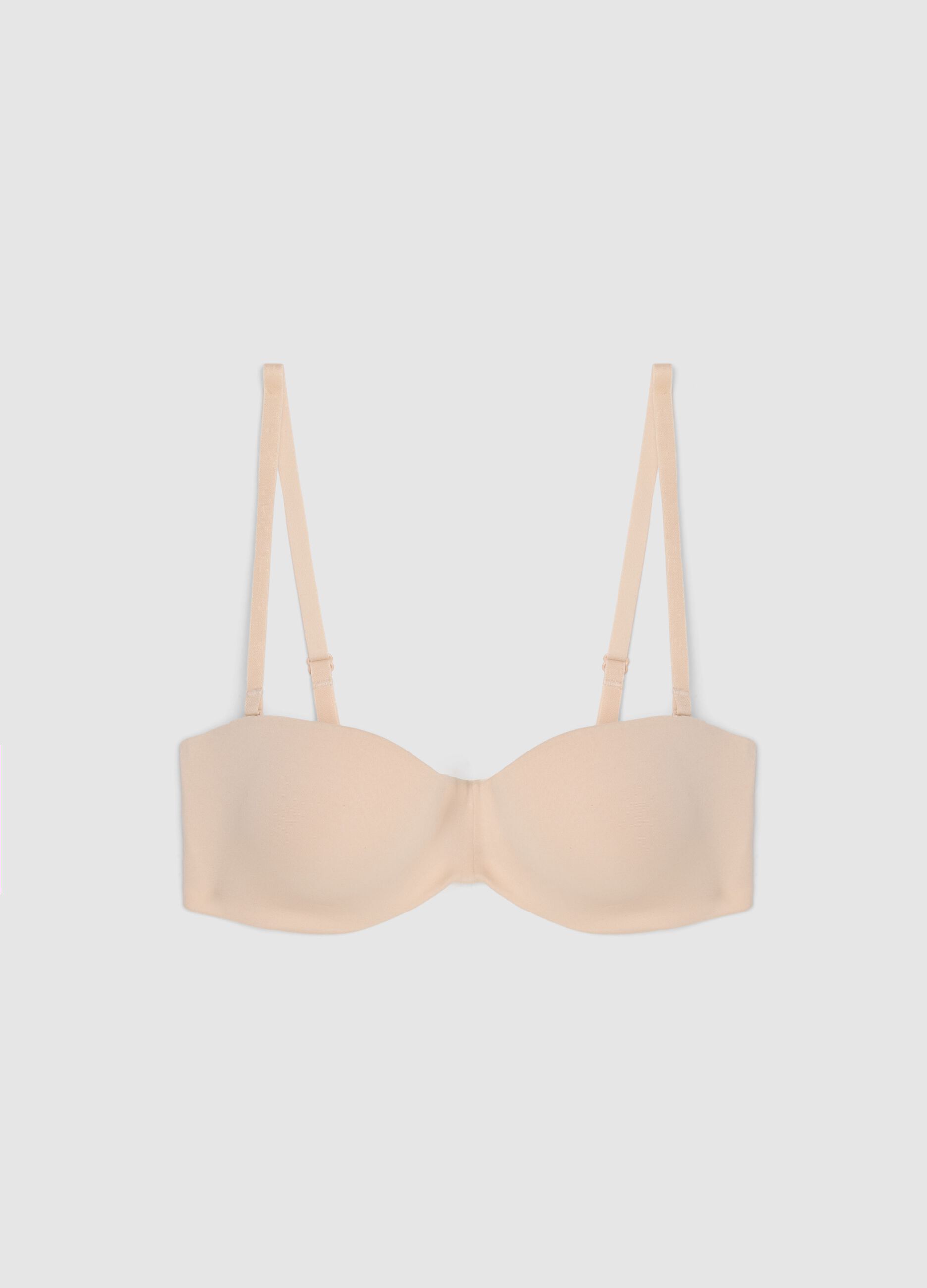 Beige balconette bra with removable padding
