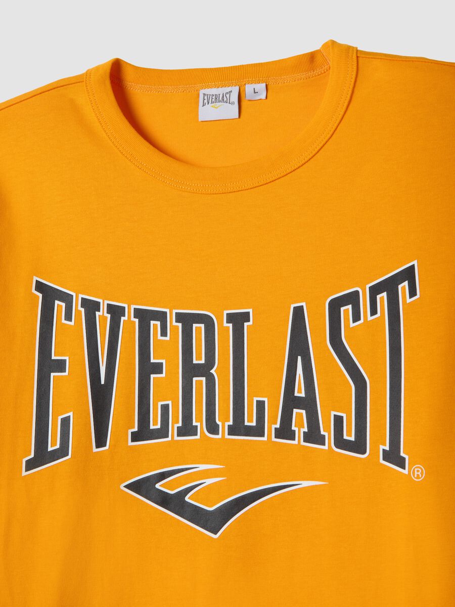 Orange pure cotton regular fit T-shirt with Everlast logo_5