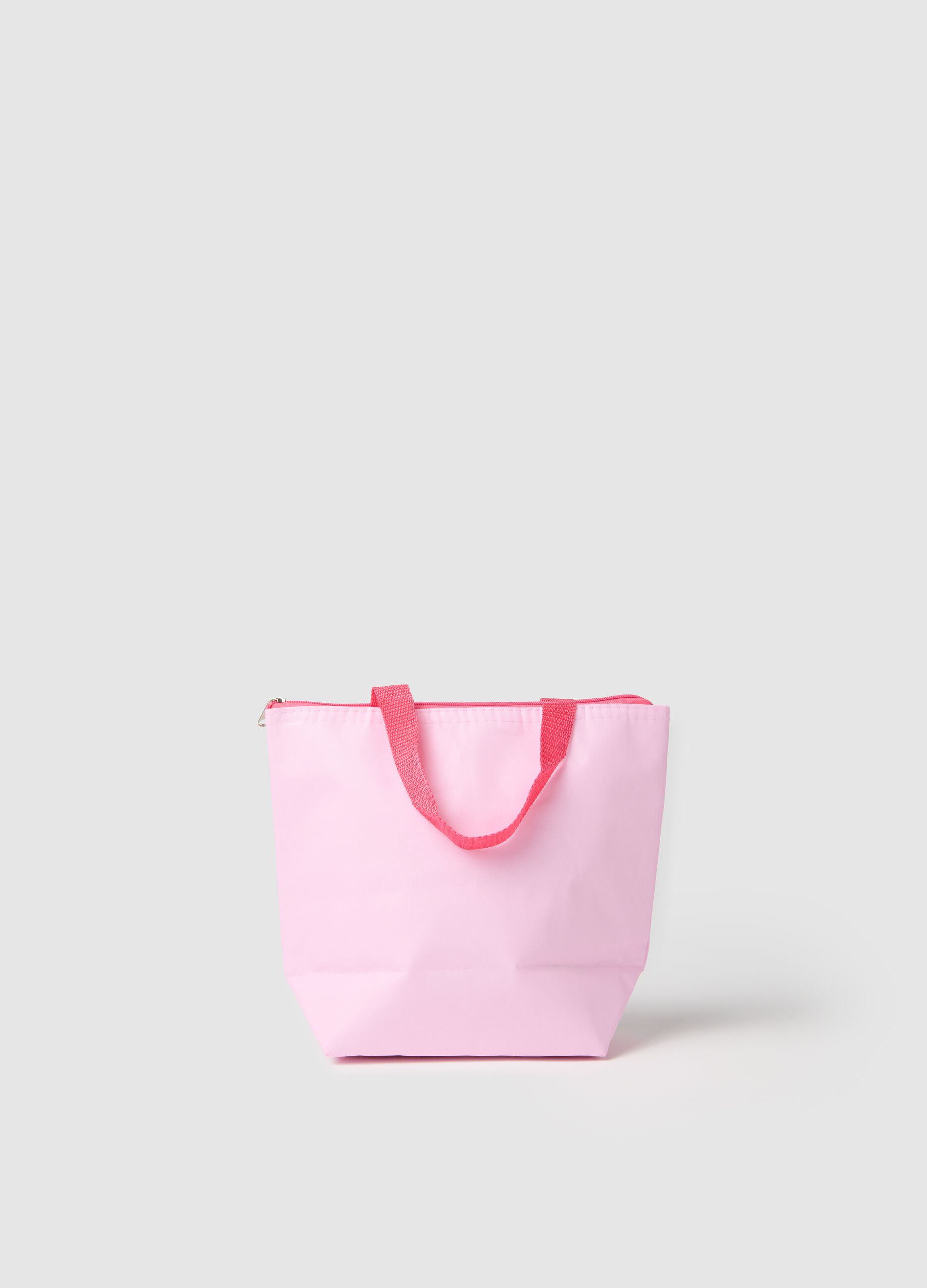 Women's pink paper bag with tropical print