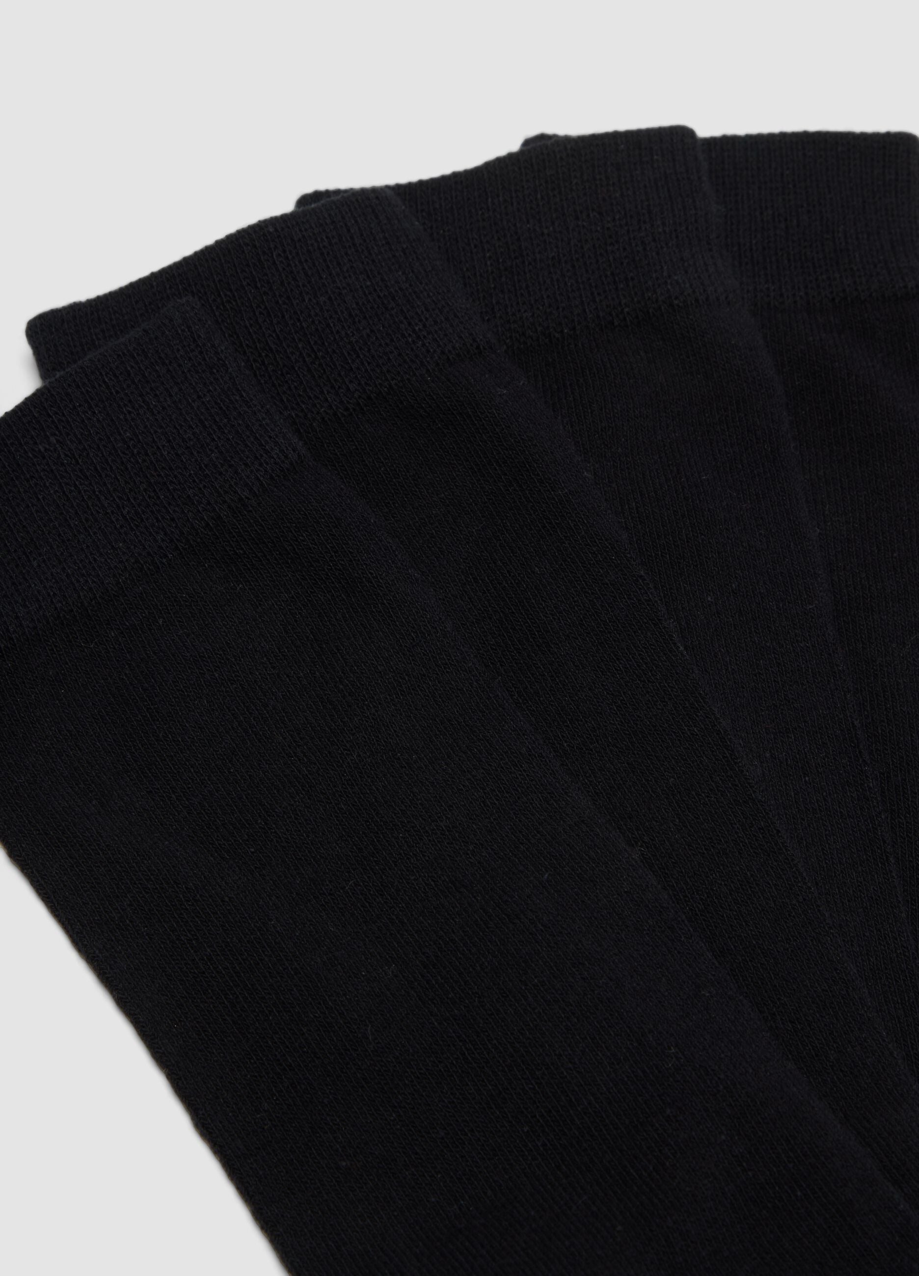 Pack of five black mid-calf socks in stretch organic cotton