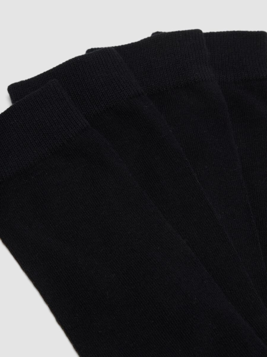 Pack of five black mid-calf socks in stretch organic cotton_2
