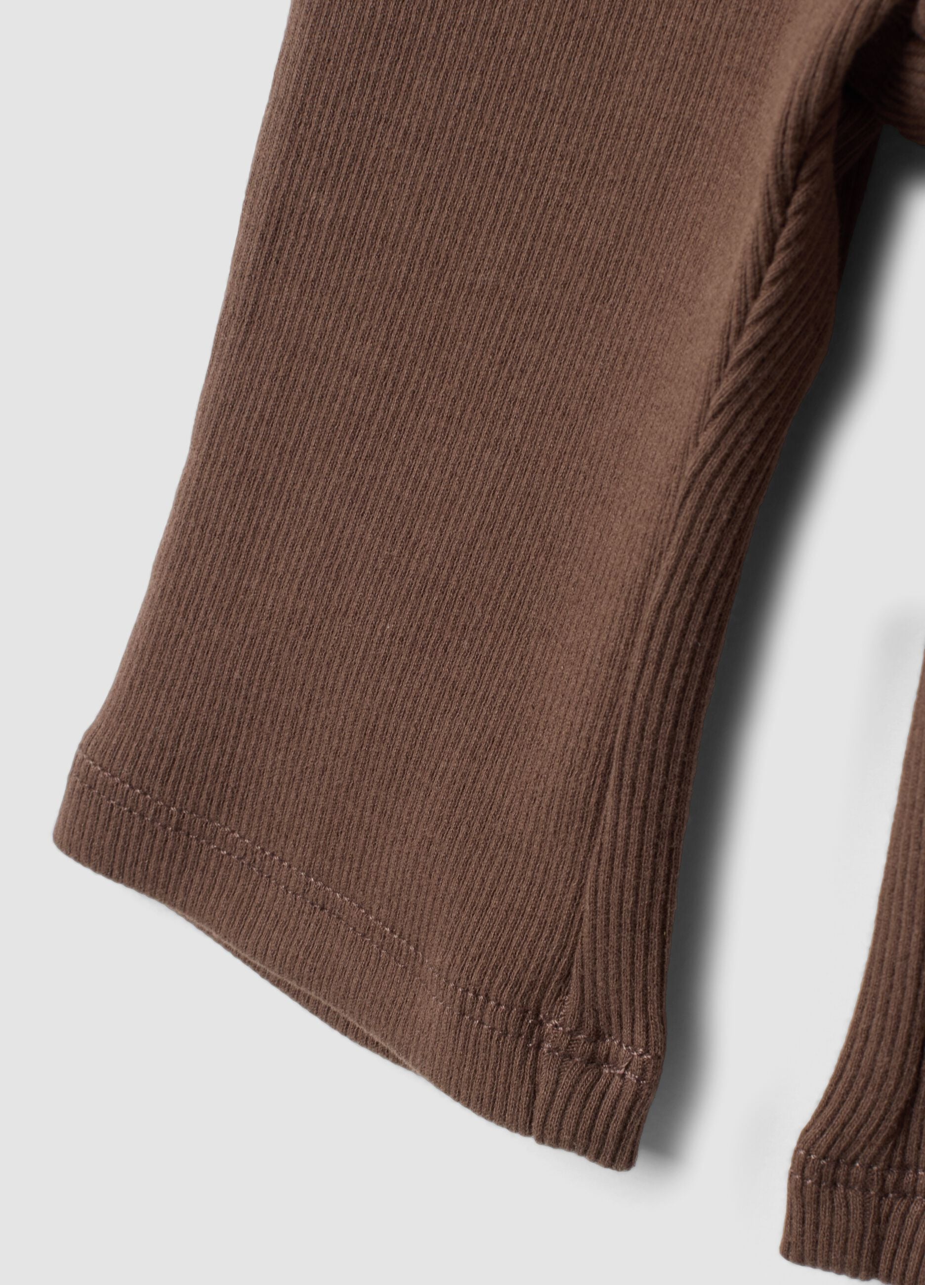 Brown flared leggings in stretch organic cotton for baby girl